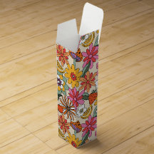 Groovy 70's, Sinaasappel, Roze, & Groene Bloemen