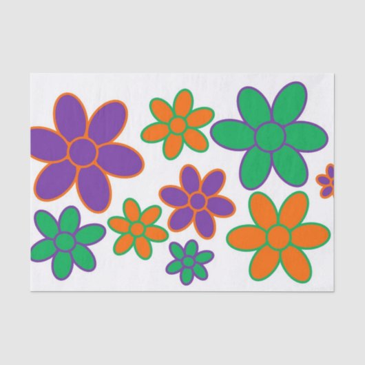 Groovy 70s Style Flower Tissue Paper Tissuepapier (Voorkant)