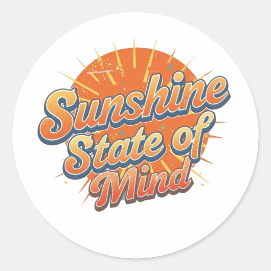 Groovy 70s Style Summer Sunset Ronde Sticker (Voorkant)