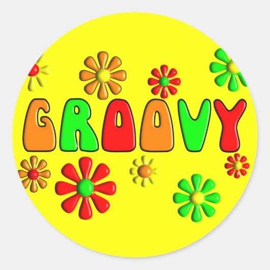Groovy 70's T-Hemden en Gifts Ronde Sticker (Voorkant)