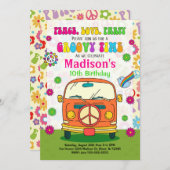 Groovy 70's Thégothday Invitation / Hippie Van Kaart (Voorkant / Achterkant)