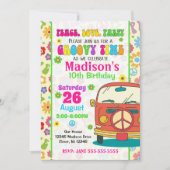 Groovy 70s thema verjaardagsuitnodiging / Hippie V Kaart (Voorkant)