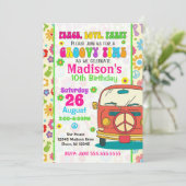 Groovy 70s thema verjaardagsuitnodiging / Hippie V Kaart (Staand voorkant)