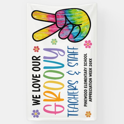 Groovy 70's Theme Teacher Appreciation Banner (Verticaal)