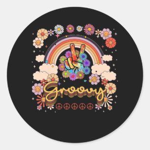 Groovy 70s Tie Dye  70s Retro Flower Hippie Ronde Sticker