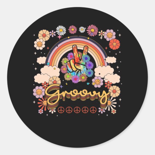 Groovy 70s Tie Dye 70s Retro Flower Hippie Ronde Sticker (Voorkant)