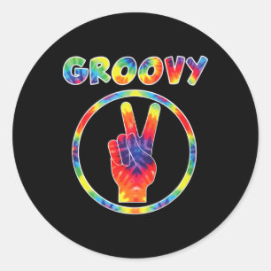 Groovy 70's tijdenkleurstof -  T-shirt voor de Ret Ronde Sticker