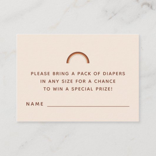 Groovy 70s Typografie Retro Rainbow Diaper Raffle Informatiekaartje (Achterkant)