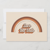 Groovy 70s Typografie Retro Terracotta Regenboog Save The Date (Voorkant)