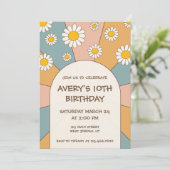 Groovy 70's Verjaardag Uitnodiging (Staand voorkant)