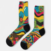 Groovy 70s Vibes Retro Patroon Sokken (Links)