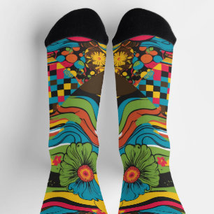Groovy 70s Vibes Retro Patroon Sokken