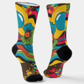 Groovy 70s Vibes Retro Patroon Sokken (Gebogen)