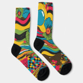 Groovy 70s Vibes Retro Patroon Sokken (Rechts)