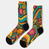 Groovy 70s Vibes Retro Patroon Sokken (Links)