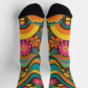 Groovy 70s Vibes Retro Patroon Sokken