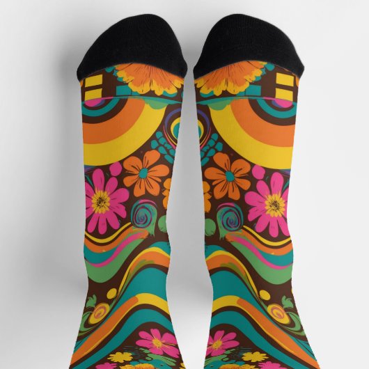 Groovy 70s Vibes Retro Patroon Sokken (Top)