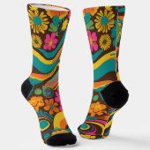 Groovy 70s Vibes Retro Patroon Sokken (Gebogen)