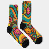 Groovy 70s Vibes Retro Patroon Sokken (Rechts)