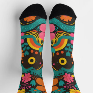 Groovy 70s Vibes Retro Patroon Sokken