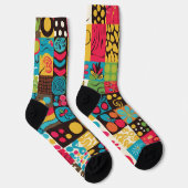 Groovy 70s Vibes Retro Patroon Sokken (Rechts)
