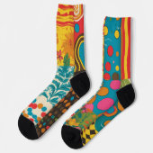 Groovy 70s Vibes Retro Patroon Sokken (Links)