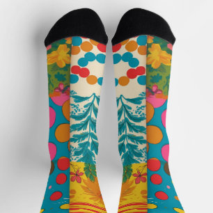 Groovy 70s Vibes Retro Patroon Sokken