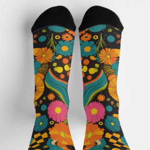 Groovy 70s Vibes Retro Patroon Sokken