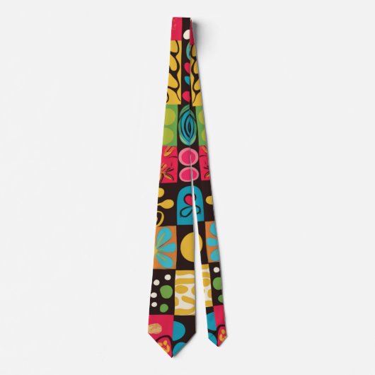 Groovy 70s Vibes Retro Patroon Stropdas (Voorkant)