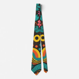 Groovy 70s Vibes Retro Patroon Stropdas