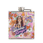 Groovy 70s vrijgezellenfeest Laatste Bachin' Boogi Heupfles (Achterkant)