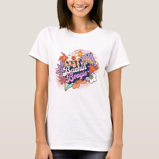 Groovy 70s vrijgezellenfeest Laatste Bachin' Boogi T-shirt (Voorkant)
