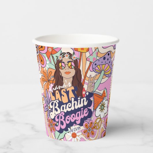 Groovy 70s vrijgezellenfeest Laatste gedans voor d Papieren Bekers (Voorkant)