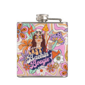 Groovy 70s vrijgezellinnenfeest laatste dolle boog heupfles (Achterkant)