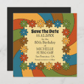 Groovy 80th Birthday Good Vibes Retro 60s Music Save The Date (Voorkant / Achterkant)
