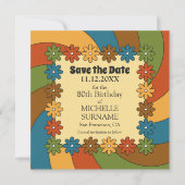 Groovy 80th Birthday Good Vibes Retro 60s Music Save The Date (Voorkant)