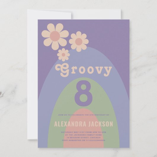 Groovy 8 Retro 8e verjaardagsfeestje Kaart (Voorkant)