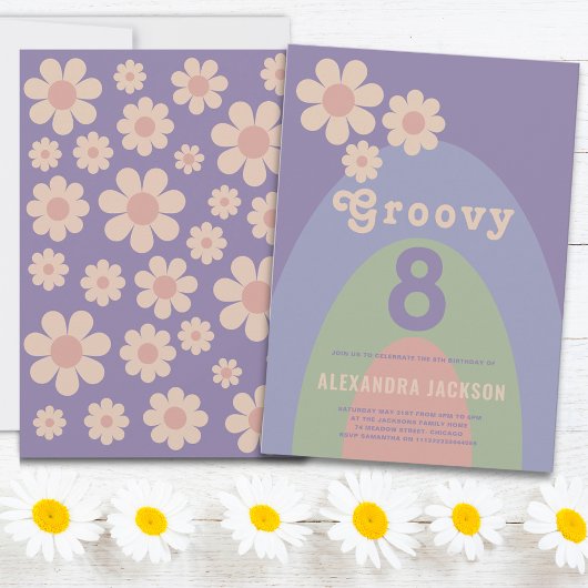 Groovy 8 Retro 8e verjaardagsfeestje Kaart