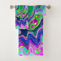 Groovy Abstract Aqua en Navy Lava Swirl