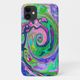 Groovy Abstract Aqua en Navy Lava Swirl Case-Mate iPhone Case