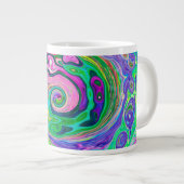 Groovy Abstract Aqua en Navy Lava Swirl Grote Koffiekop (Voorkant rechts)