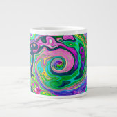 Groovy Abstract Aqua en Navy Lava Swirl Grote Koffiekop (Voorkant)