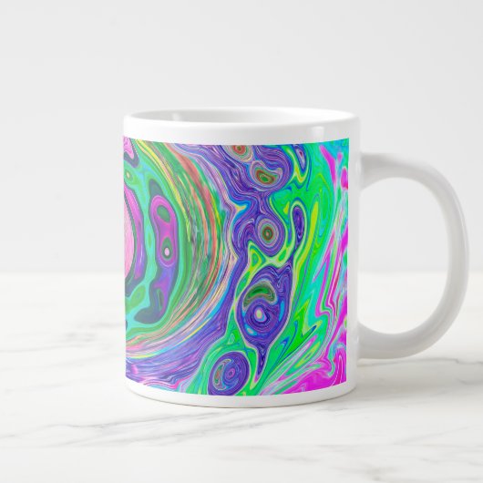 Groovy Abstract Aqua en Navy Lava Swirl Grote Koffiekop (Rechts)
