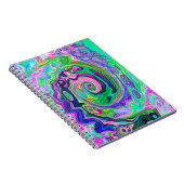 Groovy Abstract Aqua en Navy Lava Swirl Notitieboek (Rechterzijde)