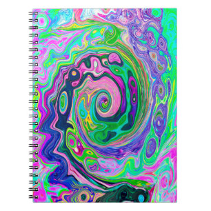 Groovy Abstract Aqua en Navy Lava Swirl Notitieboek