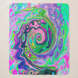 Groovy Abstract Aqua en Navy Lava Swirl Sherpa Deken