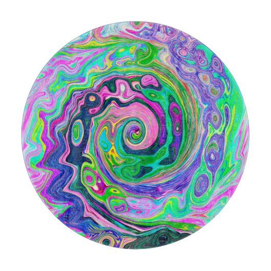 Groovy Abstract Aqua en Navy Lava Swirl Snijplank (Voorkant)