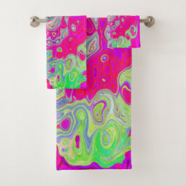 Groovy Abstract Blauwgroen blauw en rood zwijn Bad Handdoek