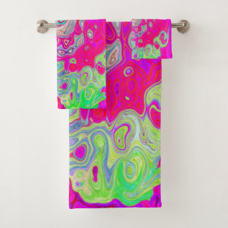 Groovy Abstract Blauwgroen blauw en rood zwijn Bad Handdoek