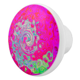 Groovy Abstract Blauwgroen blauw en rood zwijn Keramische Knop